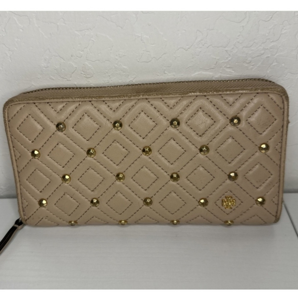 Tory Burch Flemming Studded Zip Around Wallet